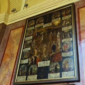 Painting entitled dance of death in the church on ul. Stradomska in Krakow